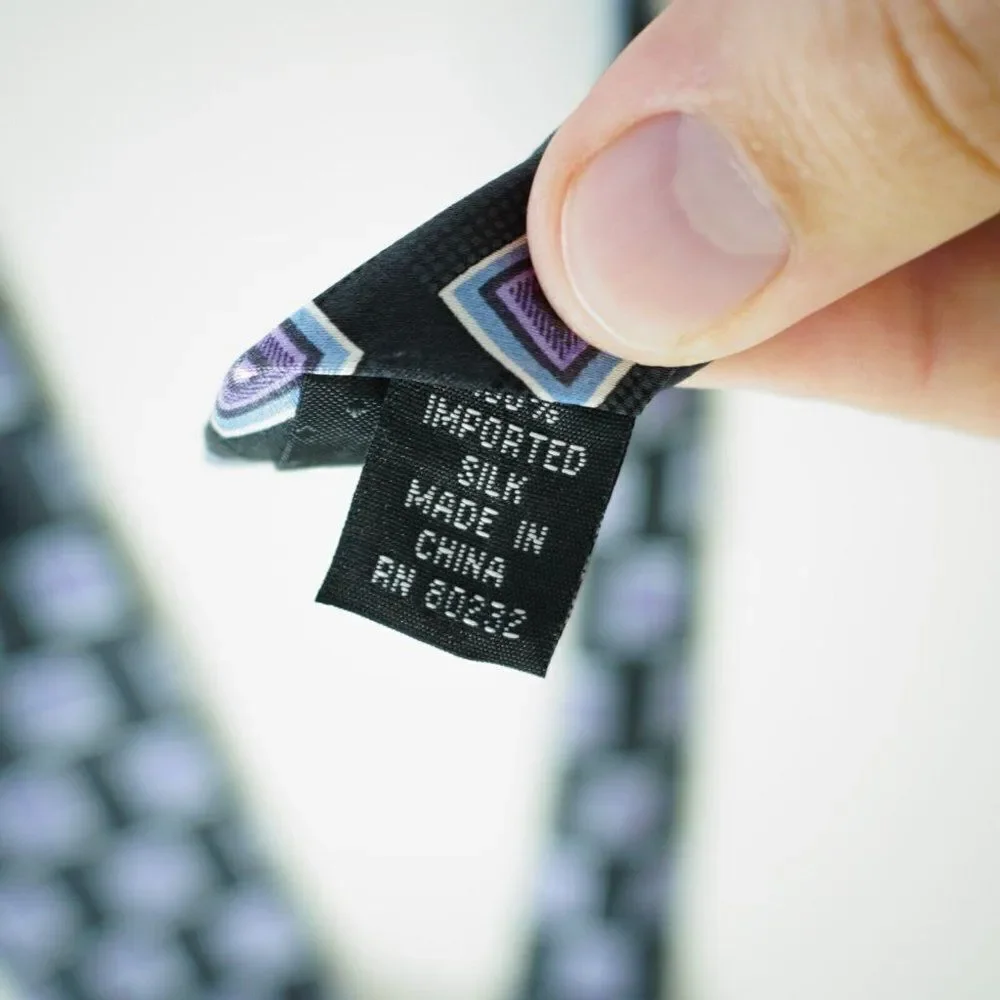 Stegg‎ Boy's Black Purple Geometric Print Silk Tie